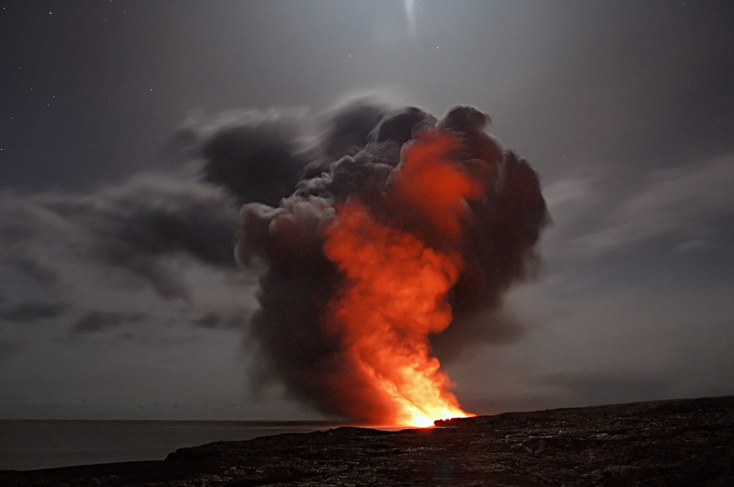 A big cloud of smoke comes from a fire